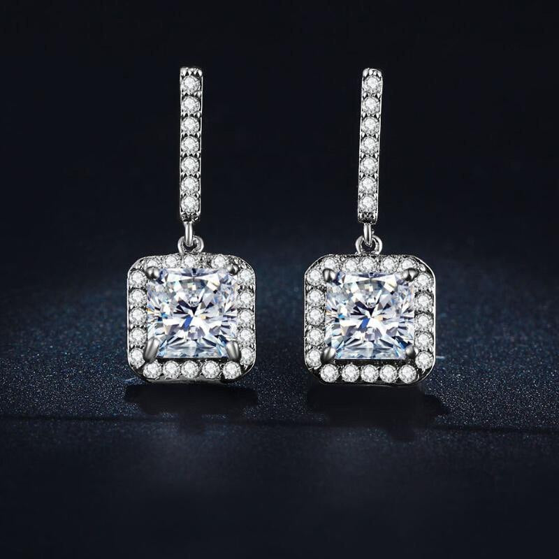 Top Quality Austrian Crystal Big Geomatric CZ Fashion Luxury Zircon Women Ear Stud Earrings Elegant Earring For Party