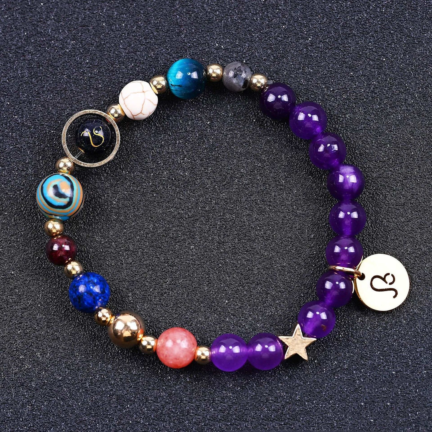 Twelve Constellations Bracelets Amethyst Blue San Constellation Lettering