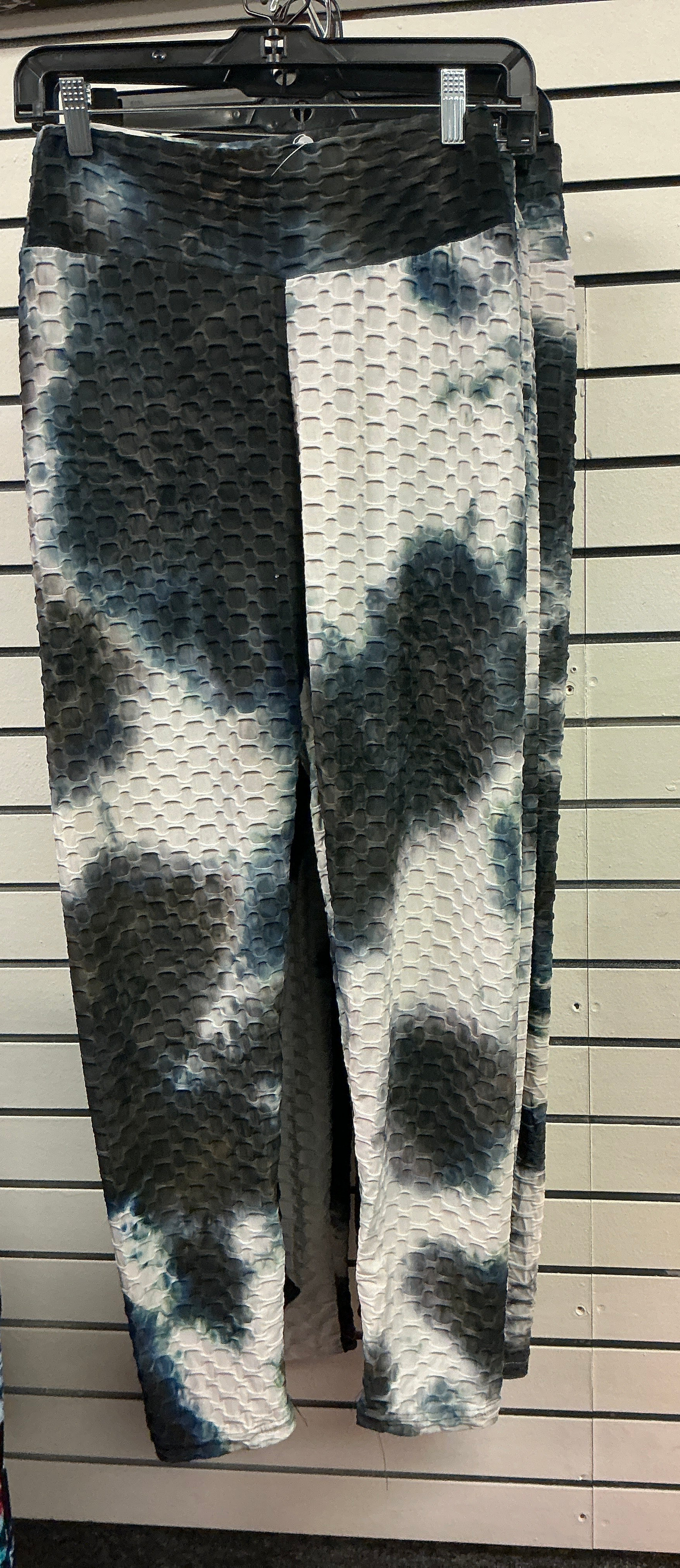 Tie-dye, black, gray, and white spandex