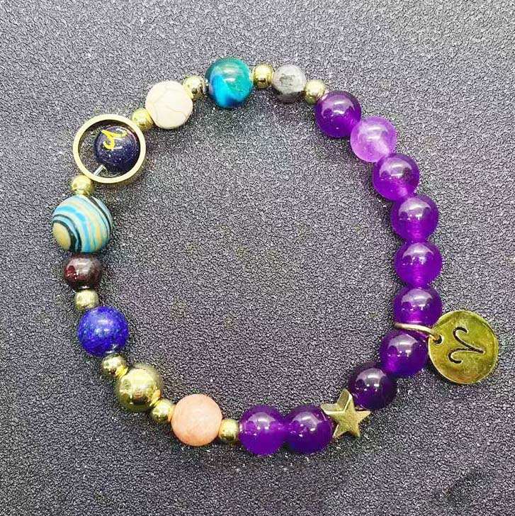 Twelve Constellations Bracelets Amethyst Blue San Constellation Lettering