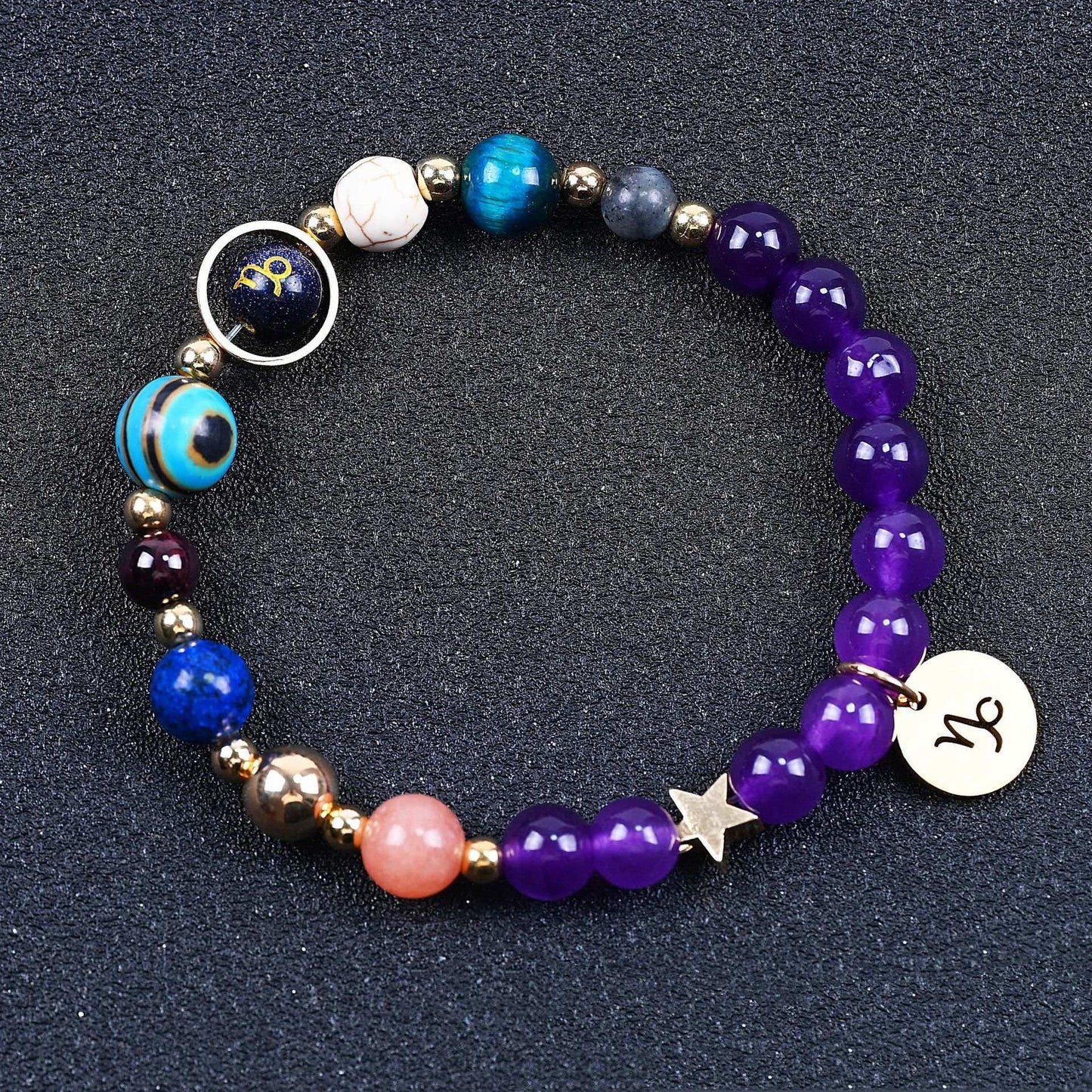 Twelve Constellations Bracelets Amethyst Blue San Constellation Lettering