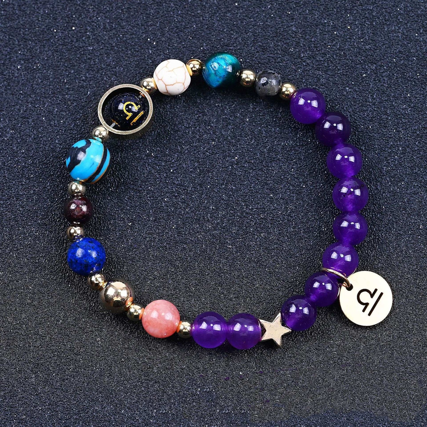 Twelve Constellations Bracelets Amethyst Blue San Constellation Lettering