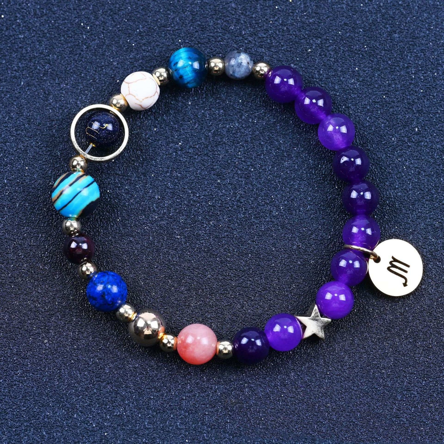 Twelve Constellations Bracelets Amethyst Blue San Constellation Lettering