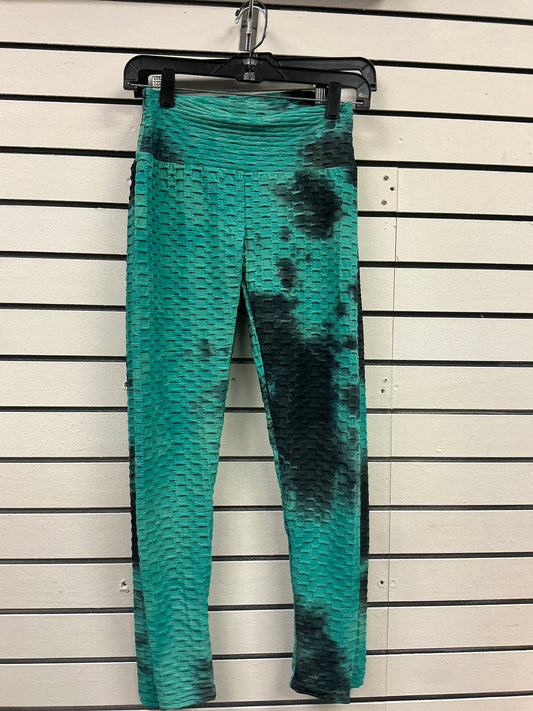 Green, black and grayish spandex pants