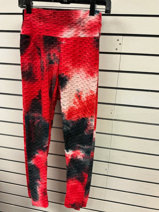 Red white and black spandex, tie-dye pants
