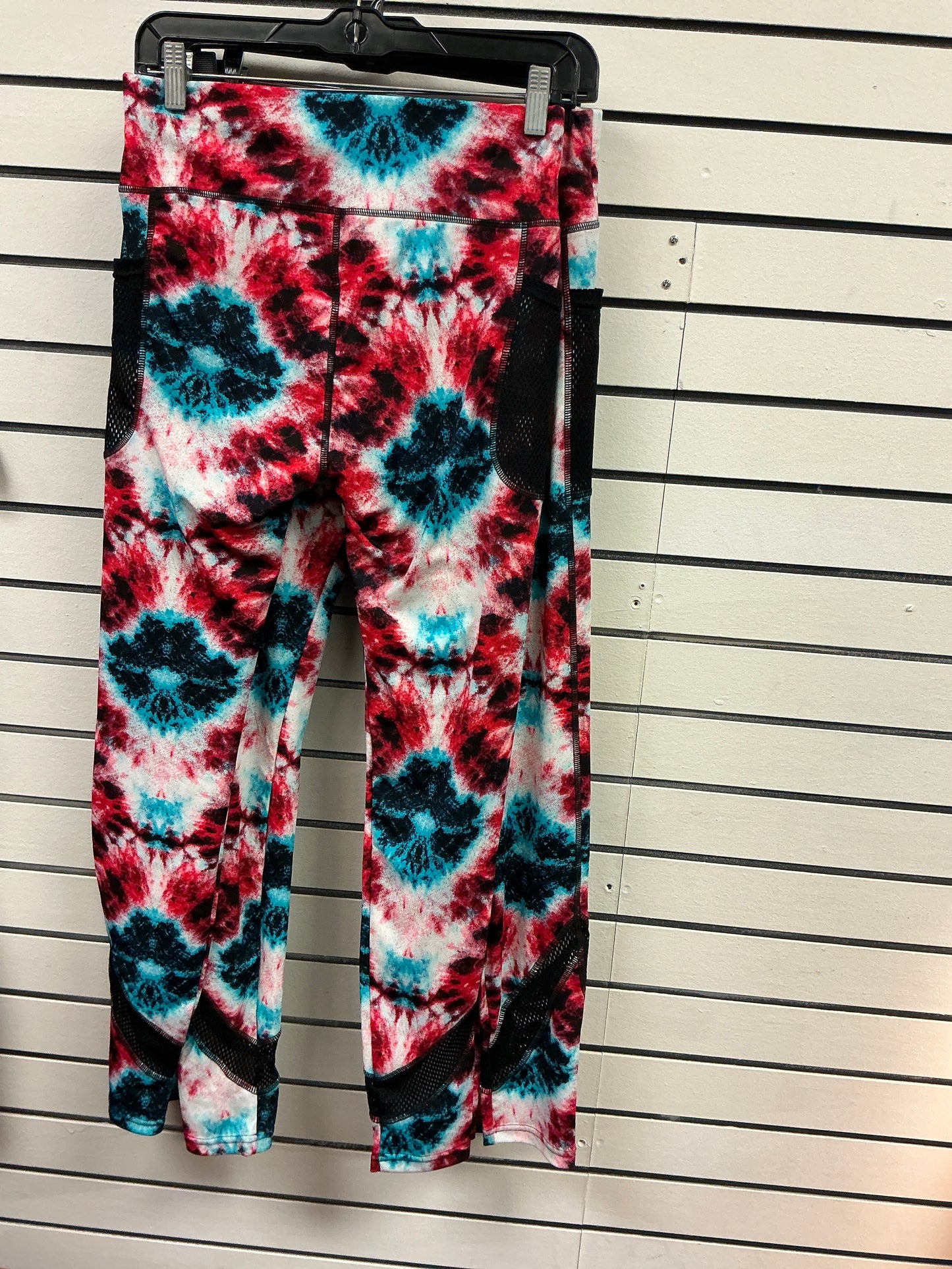 Red white and blue turquoise workout pants with pockets