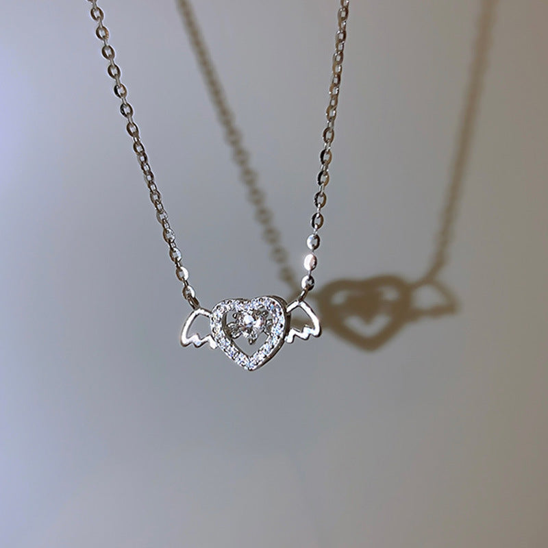 Vintage Gothic Heart Crown Angel Wings Pendant Necklaces Love Shape Clavicle Chain Choker Jewelry Fashion Jewelry