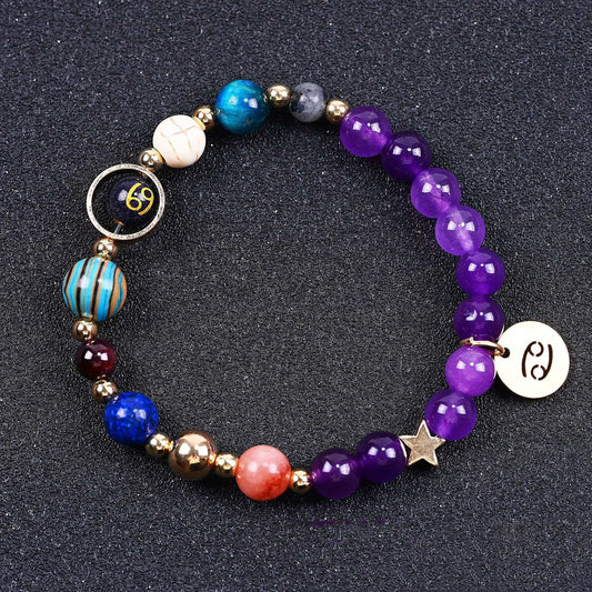 Twelve Constellations Bracelets Amethyst Blue San Constellation Lettering