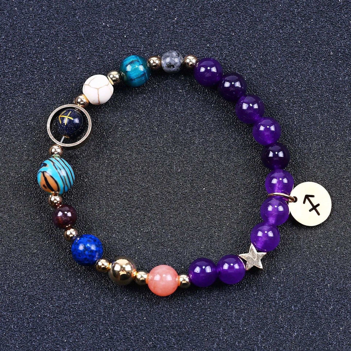 Twelve Constellations Bracelets Amethyst Blue San Constellation Lettering